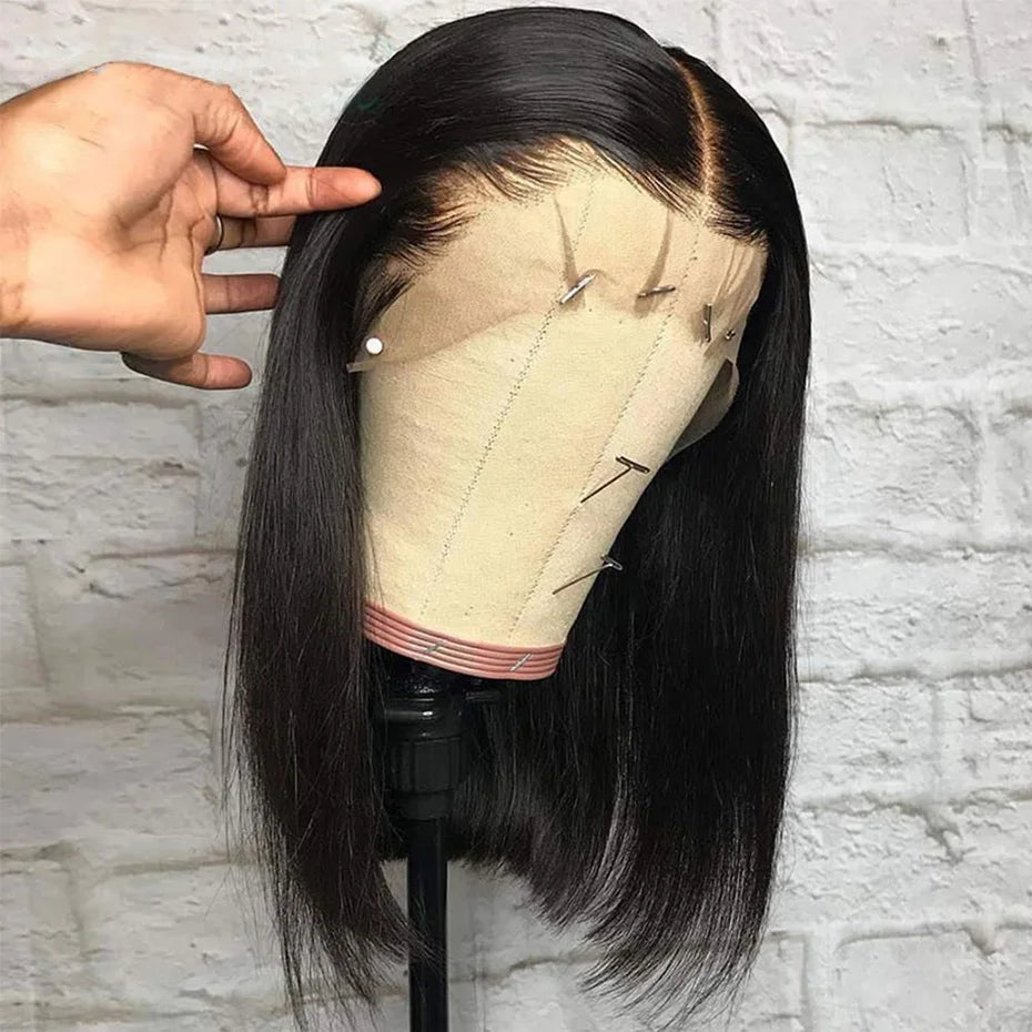 BB face Human Hair Bob Wigs 13x4 HD Lace Front Human Hair Wigs For Women Pre pucked Brazilian Straight Bob Lace Front Wigs 180%