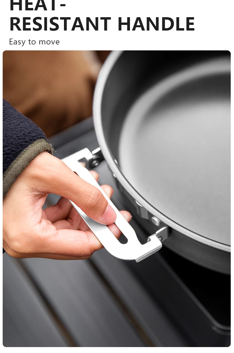 BISINNA Camping Cookware Set Outdoor Portable Tableware Pot Kettle Kitchen Equipment Frying Steaming Household Utensils Picnic