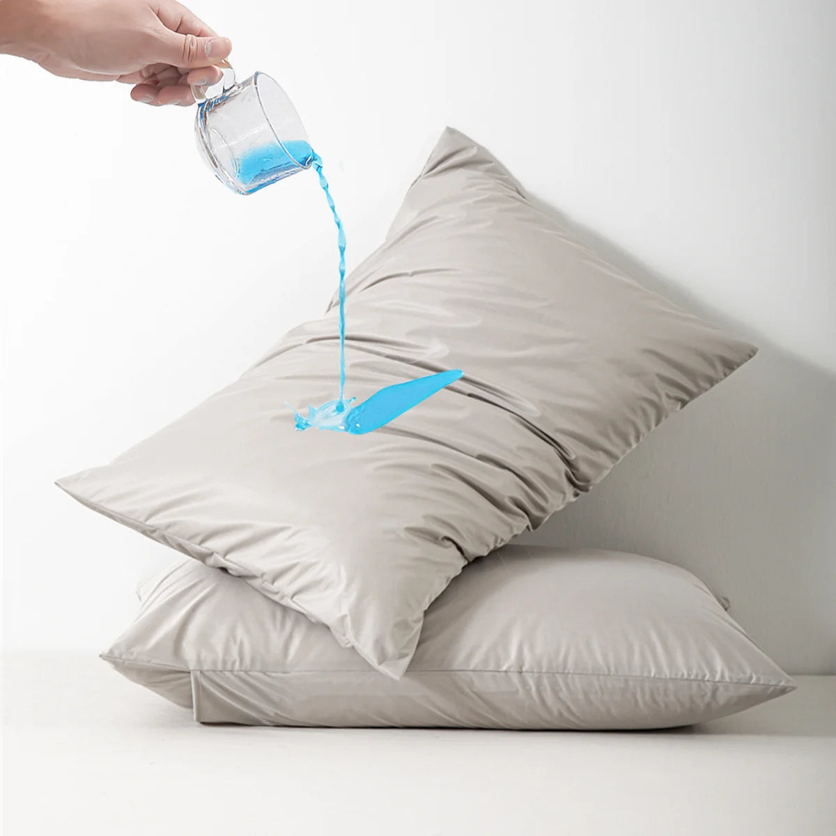 2pcs Zippered Waterproof Pillow Cover, Oil-resistant Knitted Pillow Protector for Bed Sleeping Pillowcase