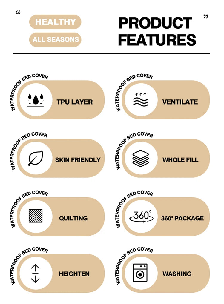 Waterproof Bed Sheet Quilted Throw Mattress Cover for Winter Elastic Fitted Sheet  Protector Full Queen King 160/140*200cm