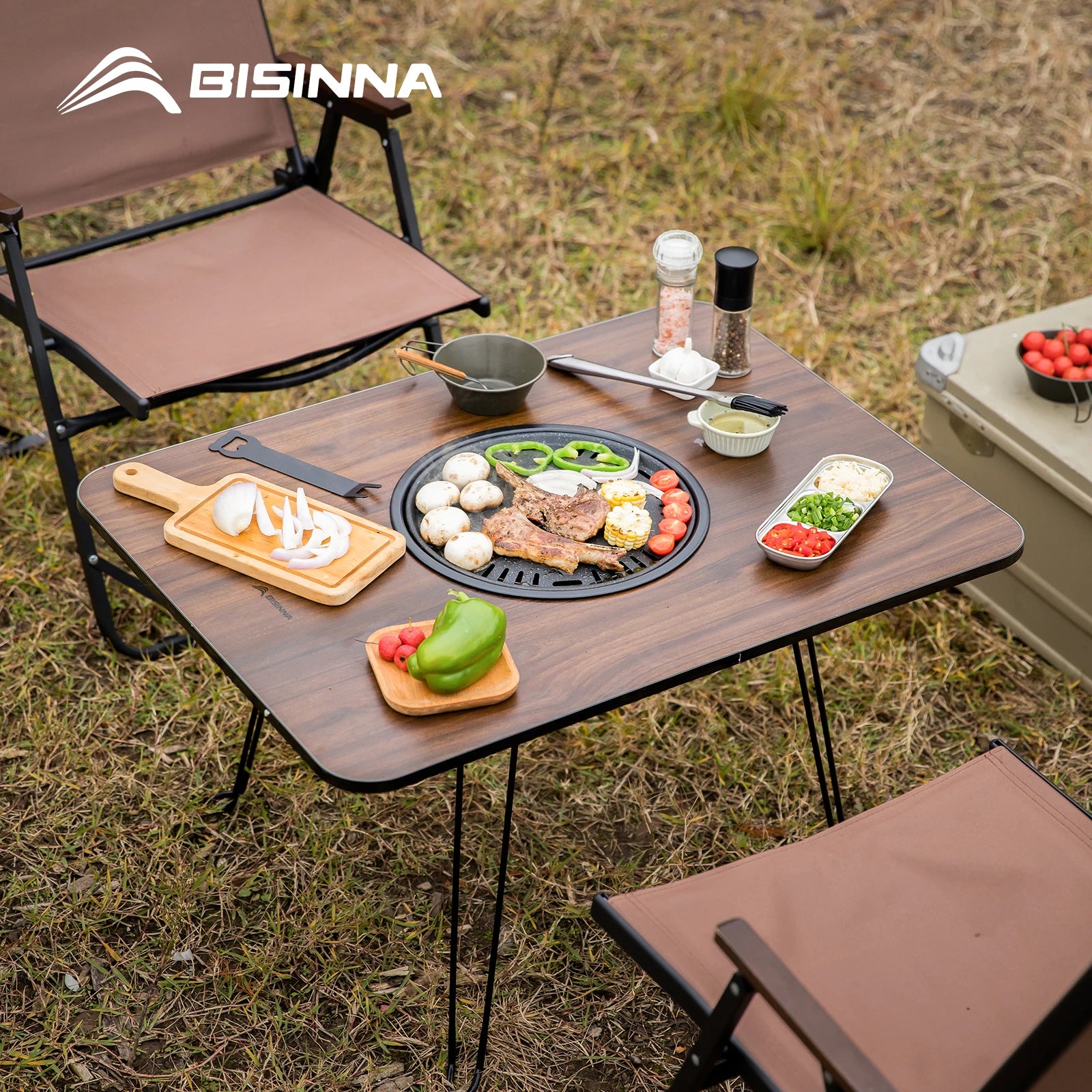 BISINNA Outdoor Folding Barbeque Stove Portable Camping BBQ Charcoal Grill With Widen Desktop Patio Tea Boiling