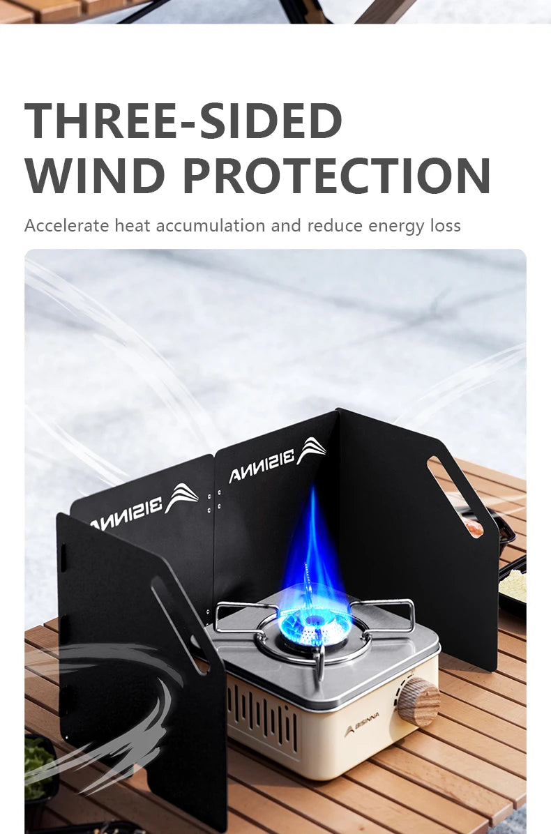 BISINNA Folding Gas Stove Windshield Camping Cooking Burner Windproof Screen For Outdoor Picnic Cassette Stove