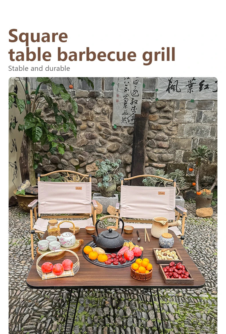 BISINNA Outdoor Folding Barbeque Stove Portable Camping BBQ Charcoal Grill With Widen Desktop Patio Tea Boiling