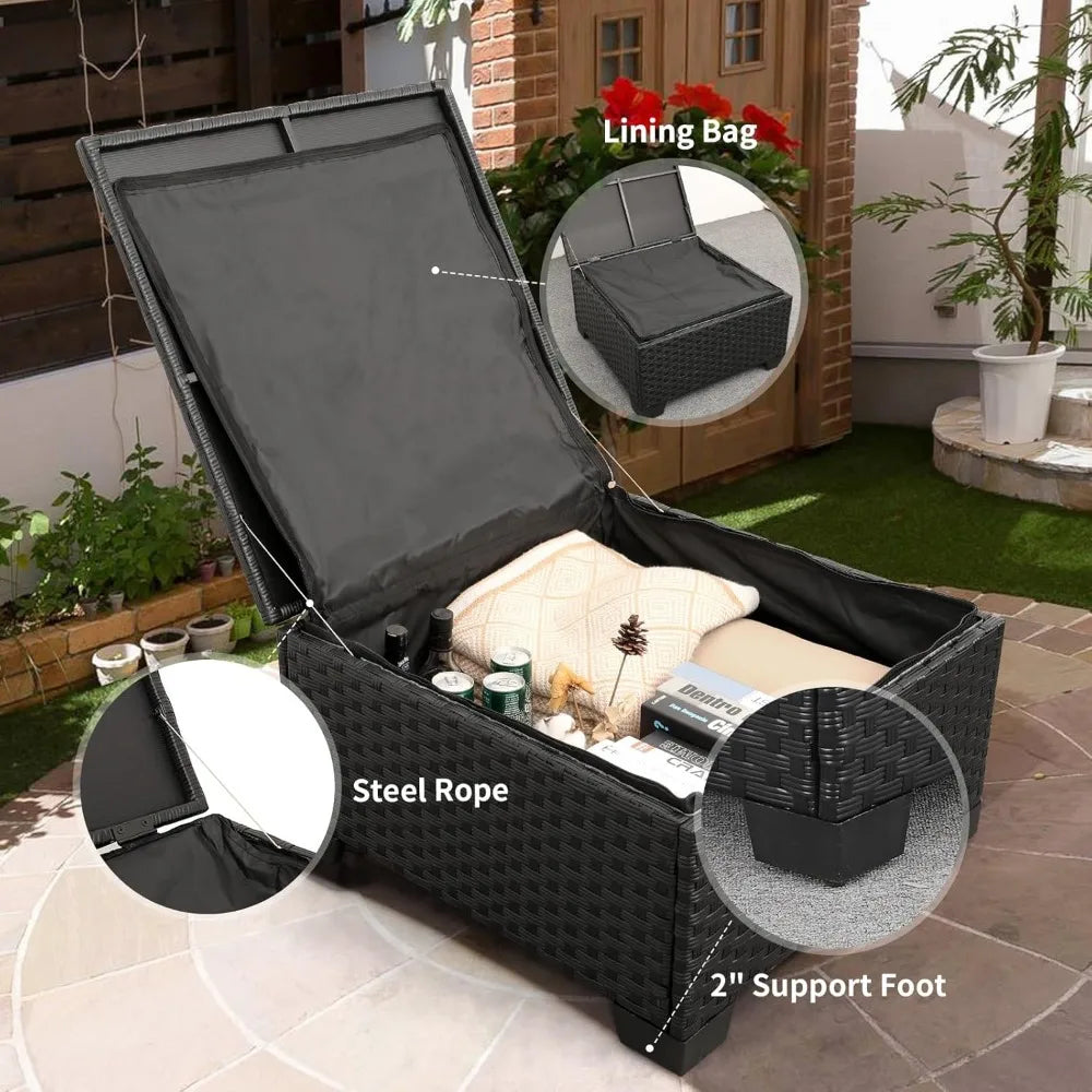 Outdoor Furniture Set 3 Pieces Wicker Patio Furniture Outdoor Sectional Patio Couch Outdoor Coffee Table with Waterproof Covers