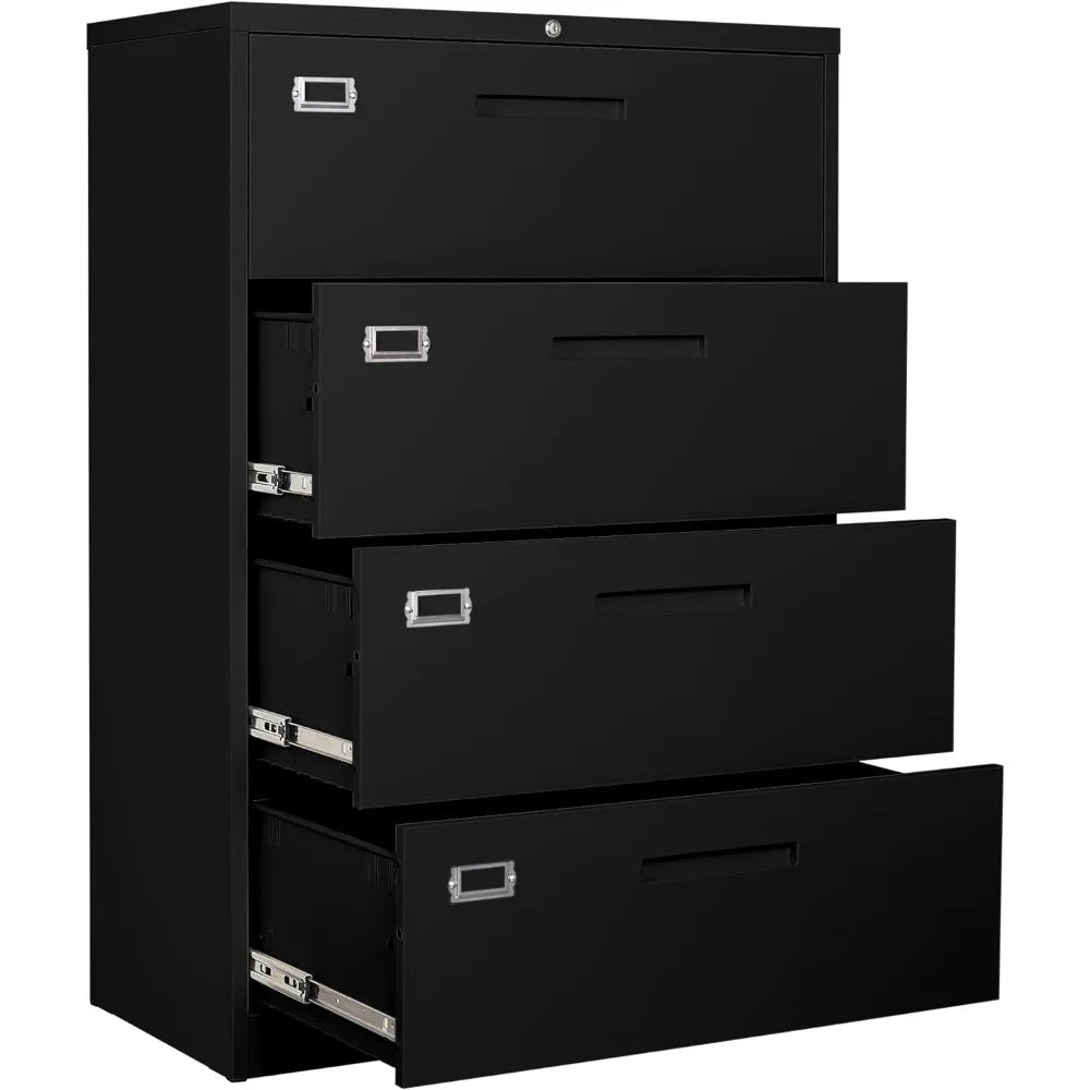 4 Drawer Filing Cabinet with Lock Metal Lateral File Cabinet Office Home Steel Lateral File Cabinet for A4 Legal