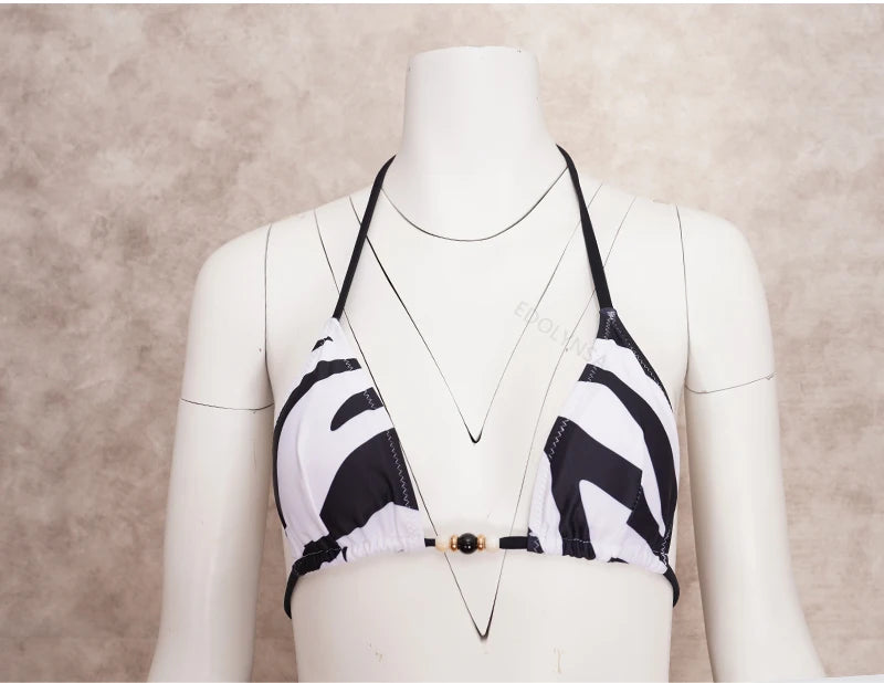 EDOLYNSA Sexy Zebra Stripes 3 Pieces Bikini Set 2024 Summer Beach Wear Triangle Bikinis Swimsuit Skirt Swimwear Cover-up A1554