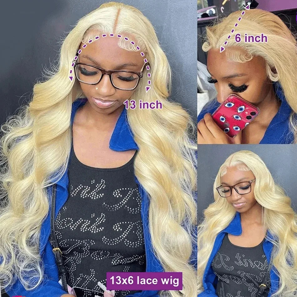 Blonde 613 13x6 HD Lace Frontal Wigs Brazilian Body Wave Lace Front Human Hair Wigs Pre plucked Body Wave 613 Lace Frontal Wigs