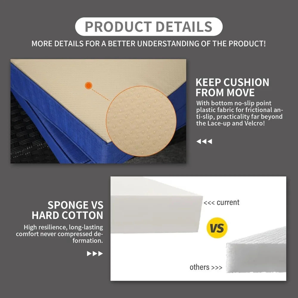 Patio Wicker Furniture Set 7 Pieces Outdoor Black Rattan Conversation Seat Couch Sofa Chair Set and Furniture Covers