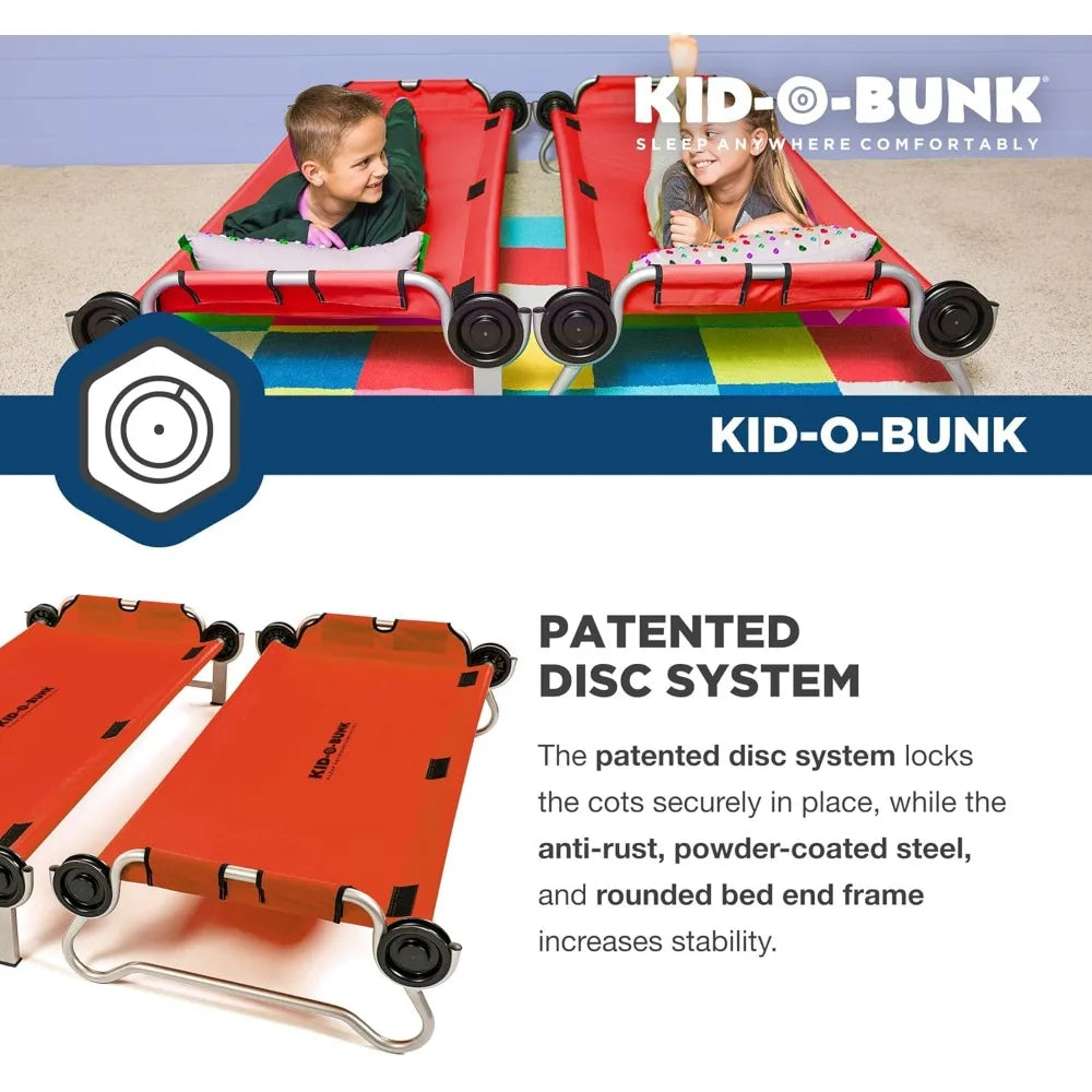 Youth Kid-O-Bunk 2 Person Bench Bunked Double Bunk Bed Cots with 2 Side Organizers and Carry Bags for Outdoor Camping Trips
