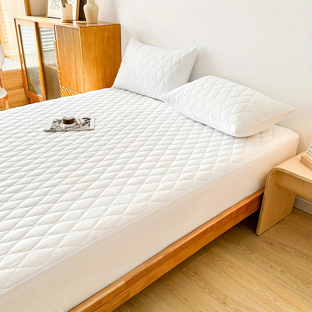 3pcs Waterproof Bed Sheet Set (1 Fitted Sheet + 2 Pillowcases, Without Core) Breathable Soft Thickened Mattress Protector