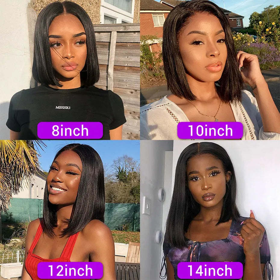 BB face Human Hair Bob Wigs 13x4 HD Lace Front Human Hair Wigs For Women Pre pucked Brazilian Straight Bob Lace Front Wigs 180%