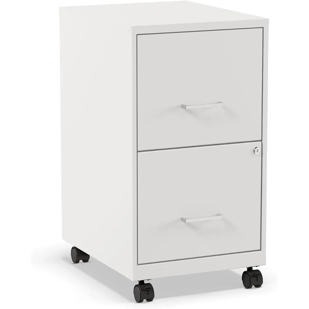 2-Drawer Vertical Mobile File Cabinet, Letter Size, Pearl White, 18-Inch-D (19634)