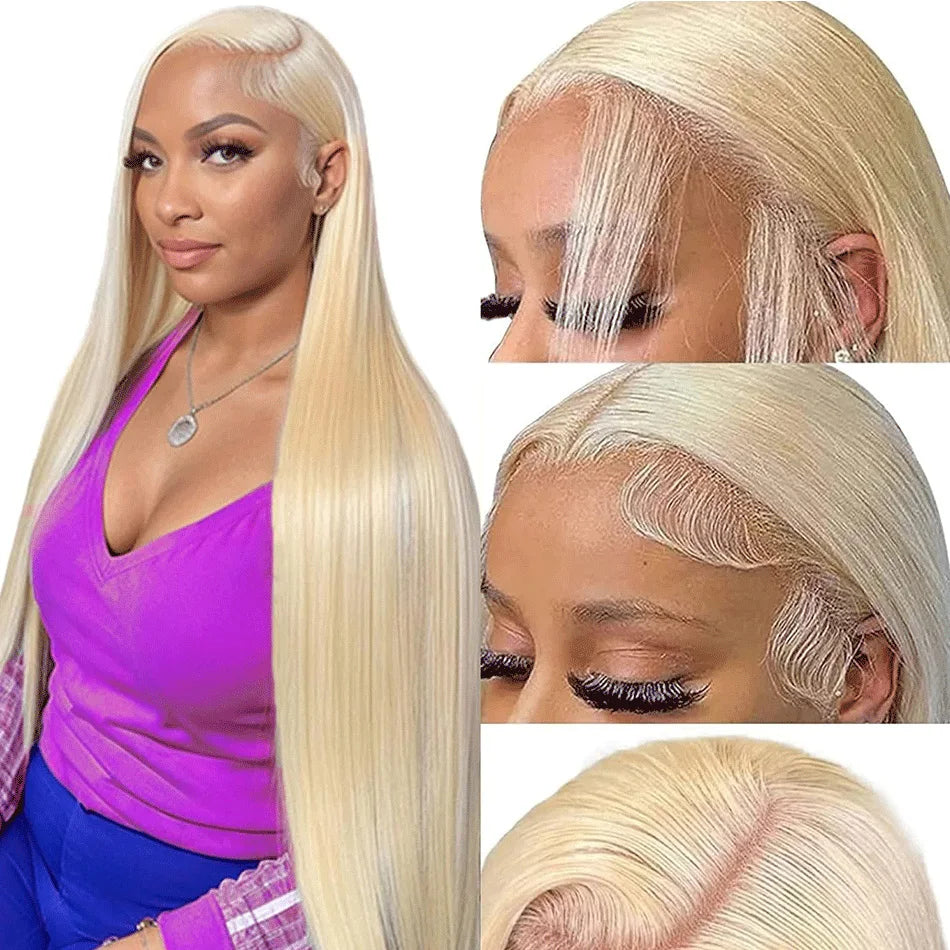 Blonde 613 HD 13x6 Lace Frontal Wigs Pre pucked Lace Front Human Hair Wigs For Women Straight Human Hair Wigs Can Be Dyed