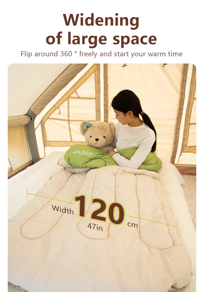 BISINNA 120cm Width Large Winter Cotton Sleeping Bag Outdoor Lightweight Camping Supplies Hiking Trekking Tourism