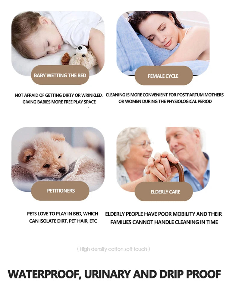 3/4pcs Solid Beding Set, Waterproof Fitted sheet & Bed Sheet & Pillowcases Soft, Queen, KIng, Full, Twin Size, White and Gray