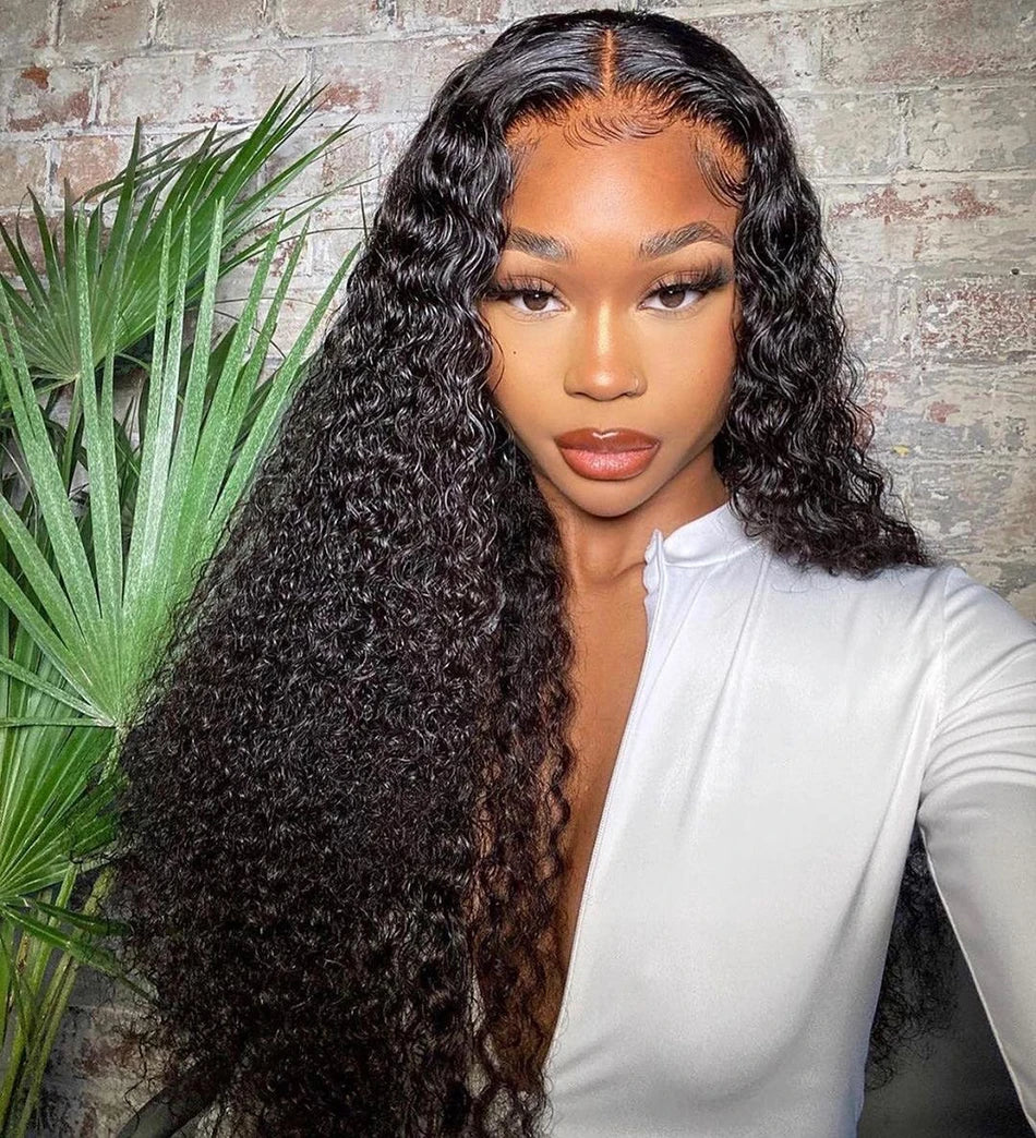 30 40 Inches Long HD Curly 13X6 Lace Frontal Wigs Curly Human Hair Wigs For Women Pre plucked Lace Front Human Hair Wigs 180%