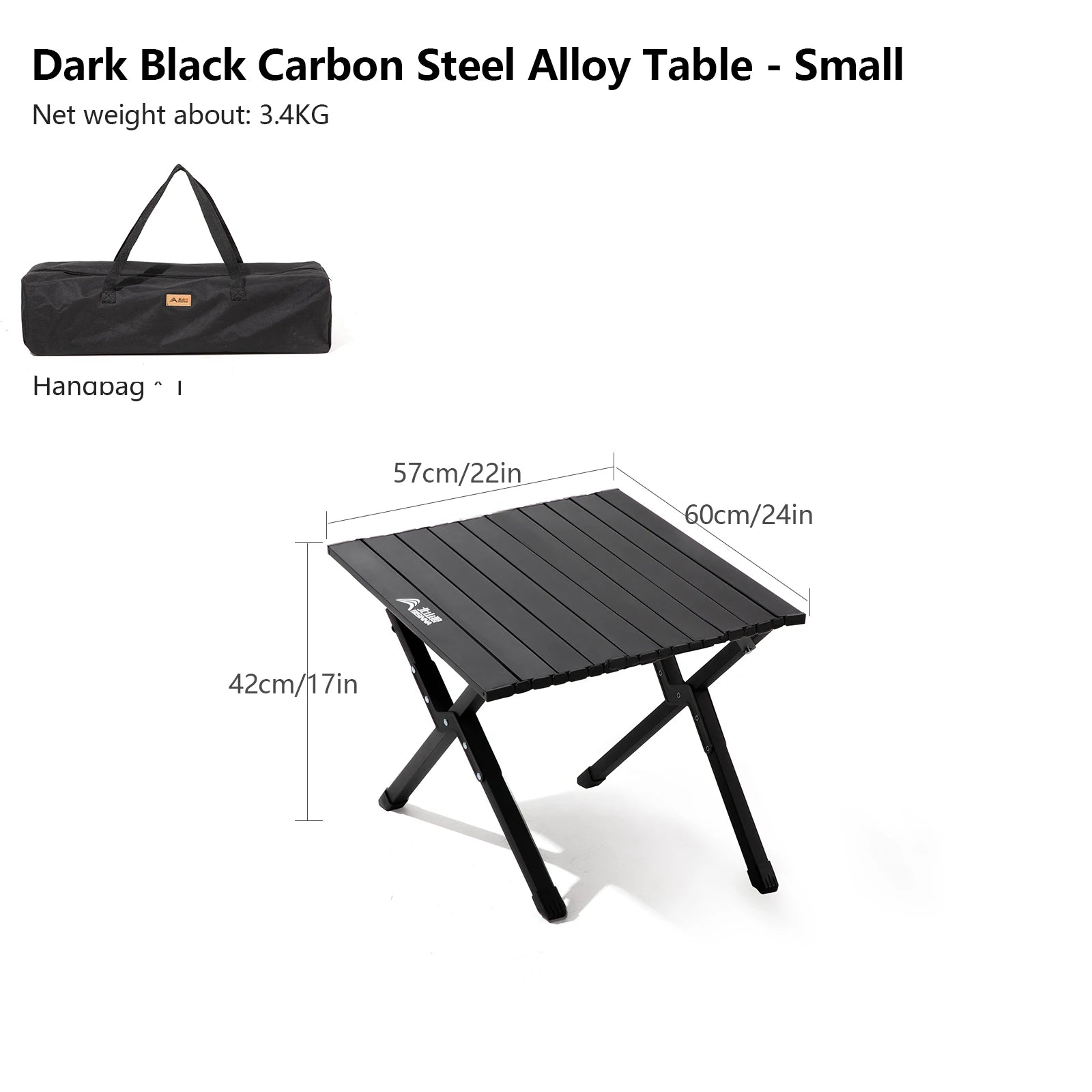 BISINNA Outdoor Egg Roll Table Portable Folding Table Carbon Steel Desk for Picnic Camping Hiking Travel Barbeque With Carry Bag
