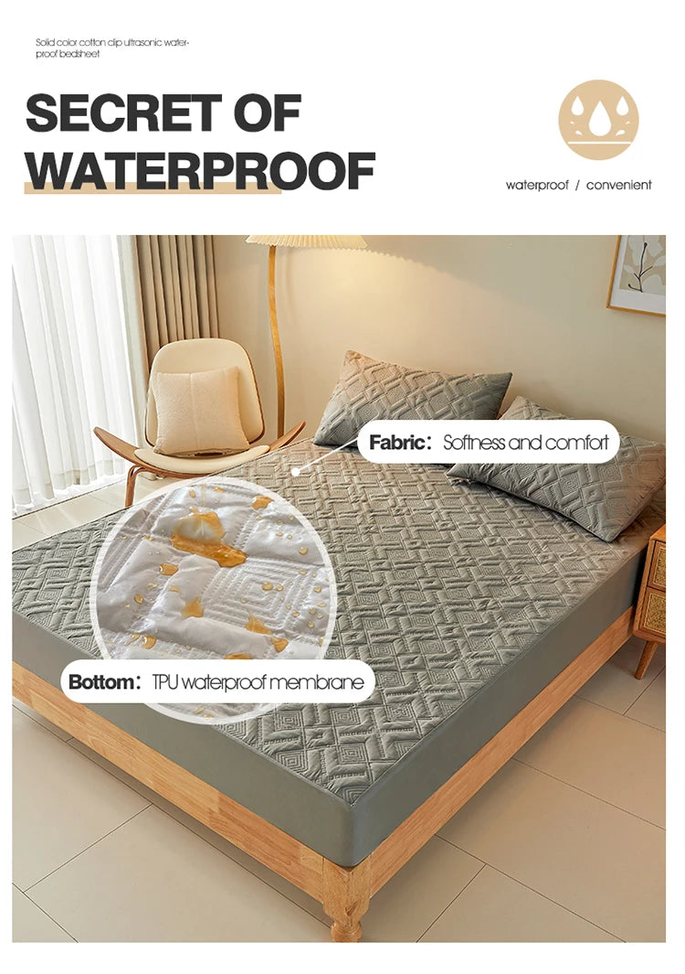 Waterproof Bed Sheet Quilted Throw Mattress Cover for Winter Elastic Fitted Sheet  Protector Full Queen King 160/140*200cm