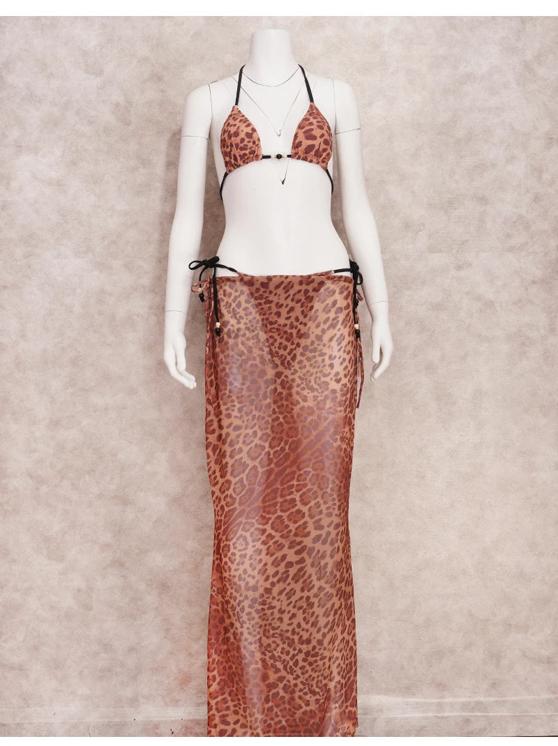 EDOLYNSA Sexy Zebra Stripes 3 Pieces Bikini Set 2024 Summer Beach Wear Triangle Bikinis Swimsuit Skirt Swimwear Cover-up A1554