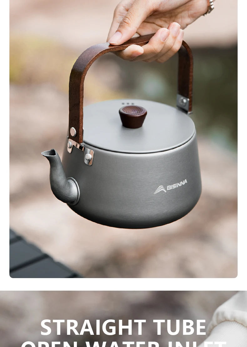 BISINNA 1.1L Camping Water Kettle Lightweight Portable Aluminum Alloy Teapot Outdoor Tourism Picnic Hiking Cookware