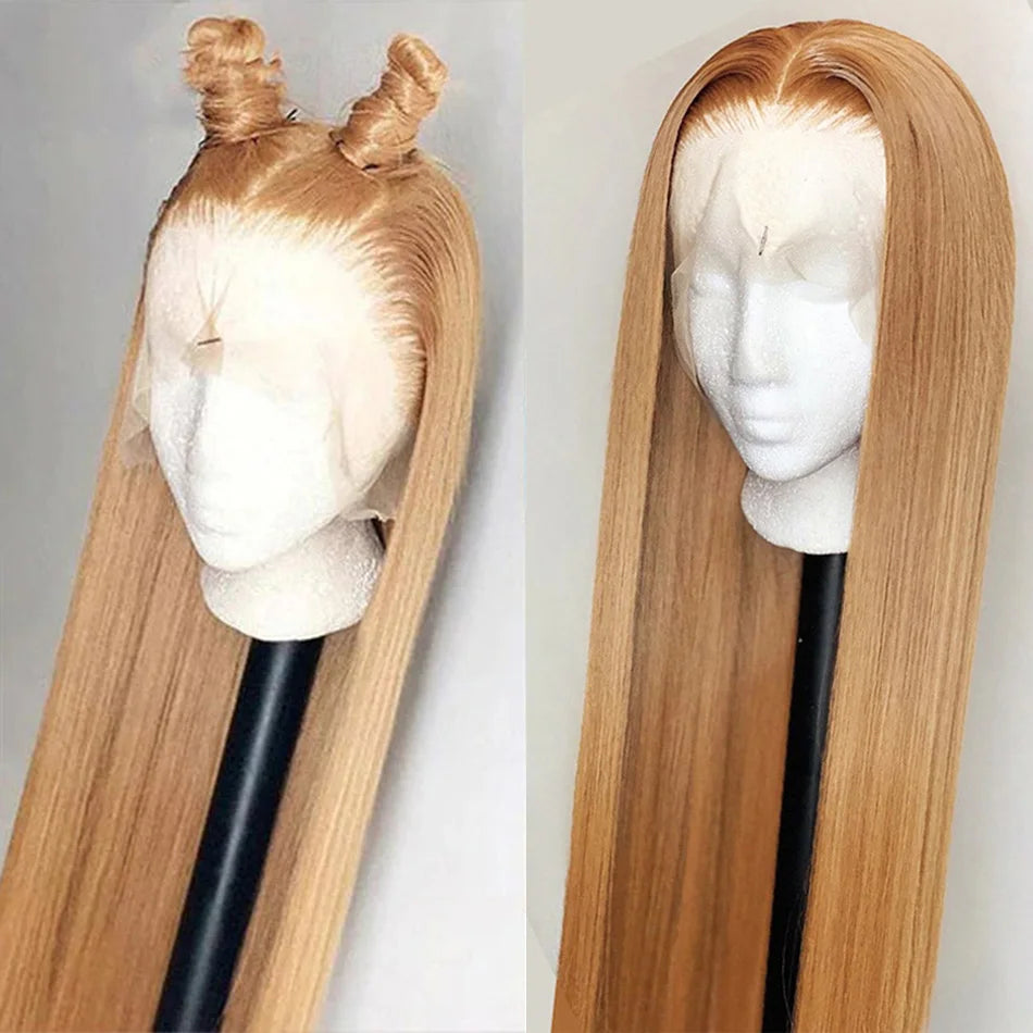 27 Honey Blonde Wig Human Hair Wig 13x4 HD Transparent Lace Front Human Hair Wigs Pre plucked Straight Human Hair Wig For Women