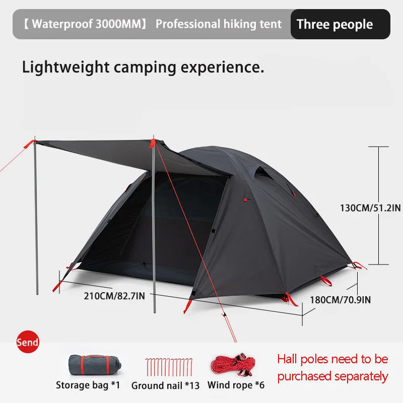 BISINNA 2-3 Person Camping Tent Waterproof Double Layer Lightweight Tent Portable Outdoor Hiking Trekking Travelling