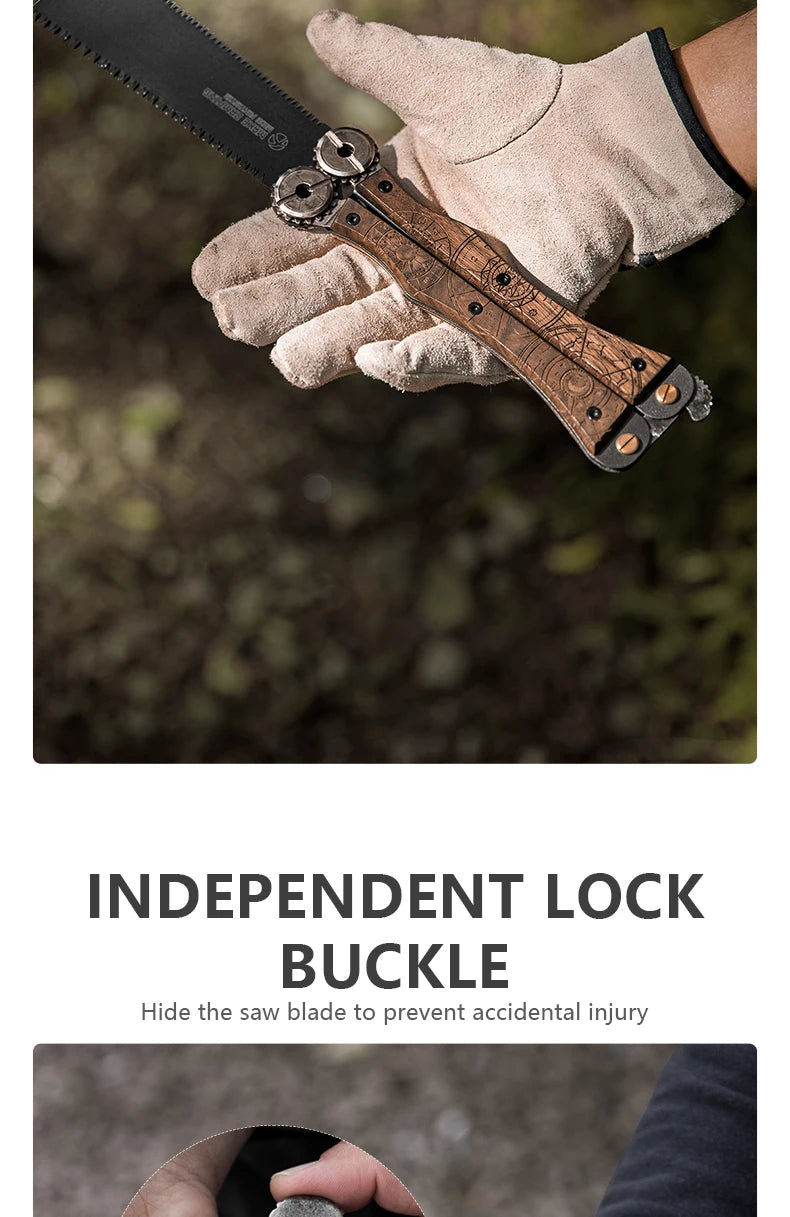 BISINNA 1pcs Double-sided Folding Saw Hand-held Logging Saw Outdoor Camping Gardening Woodworking Tool