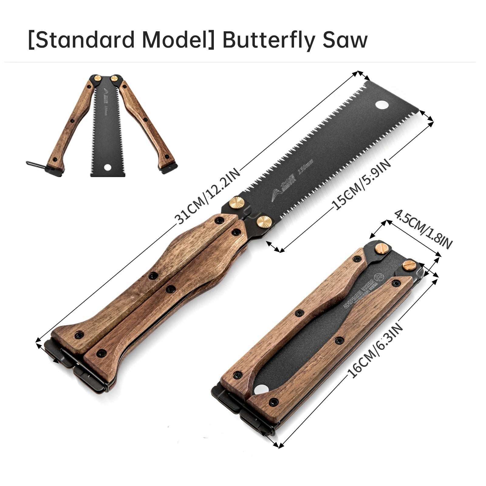 BISINNA 1pcs Double-sided Folding Saw Hand-held Logging Saw Outdoor Camping Gardening Woodworking Tool