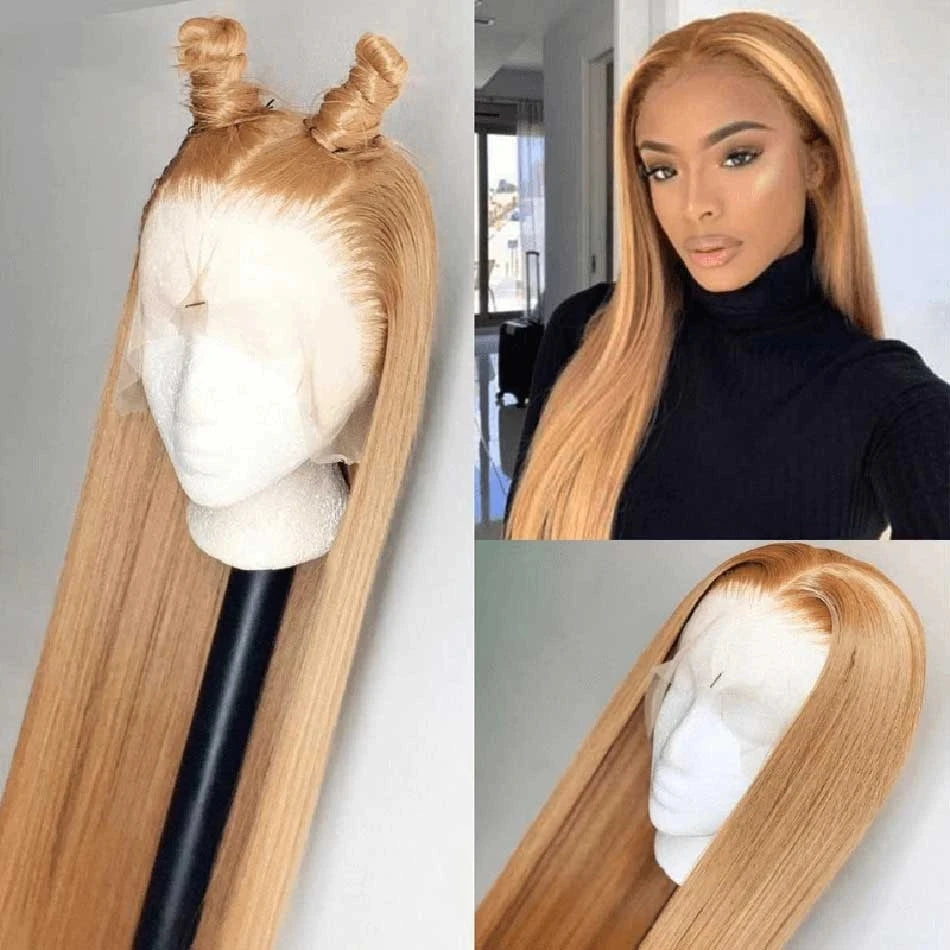 27 Honey Blonde Wig Human Hair Wig 13x4 HD Transparent Lace Front Human Hair Wigs Pre plucked Straight Human Hair Wig For Women