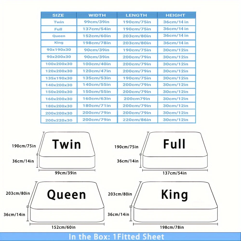 1pc Waterproof Jersey Knit Fitted Sheet, Stretch Breathable Bed Sheet Noiseless Mattress Cover for Bedroom 160x200cm