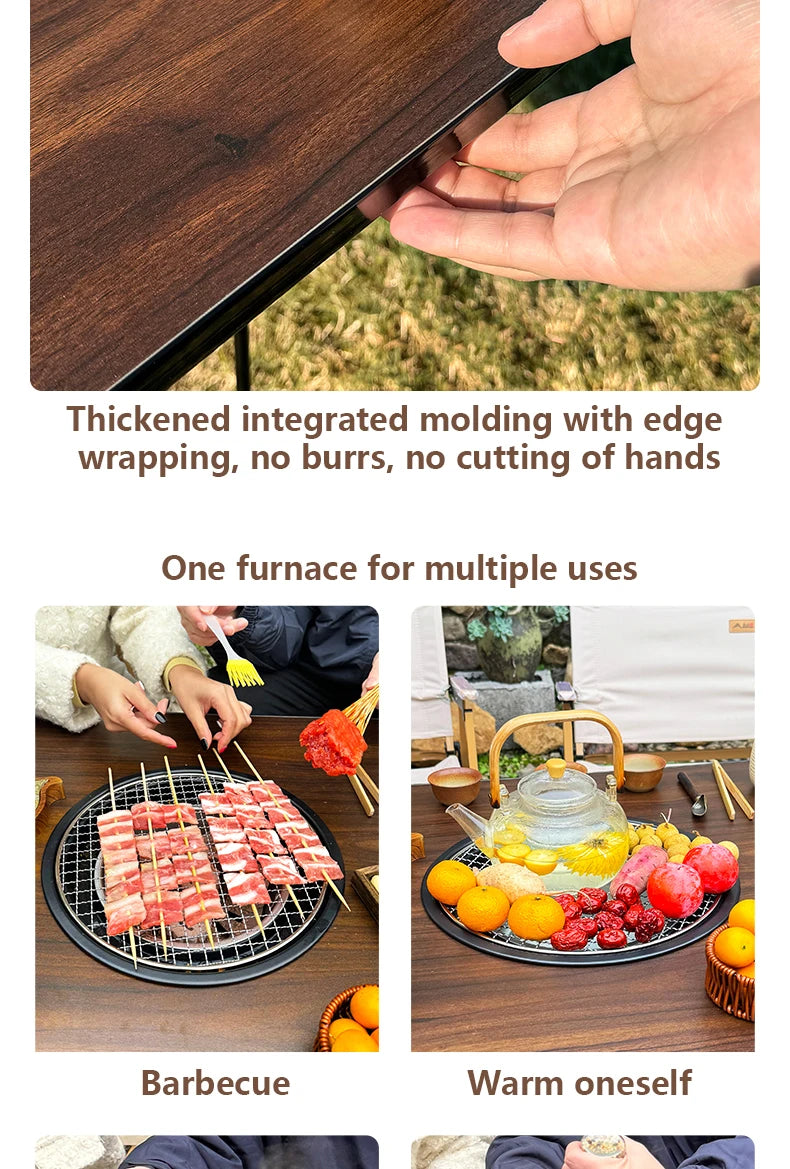 BISINNA Outdoor Folding Barbeque Stove Portable Camping BBQ Charcoal Grill With Widen Desktop Patio Tea Boiling