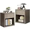 Night Stand Set of 2 Nightstands with Drawer Storage Bed Side Table End Table Large Modern Wood Wide Bedside Stand Mid