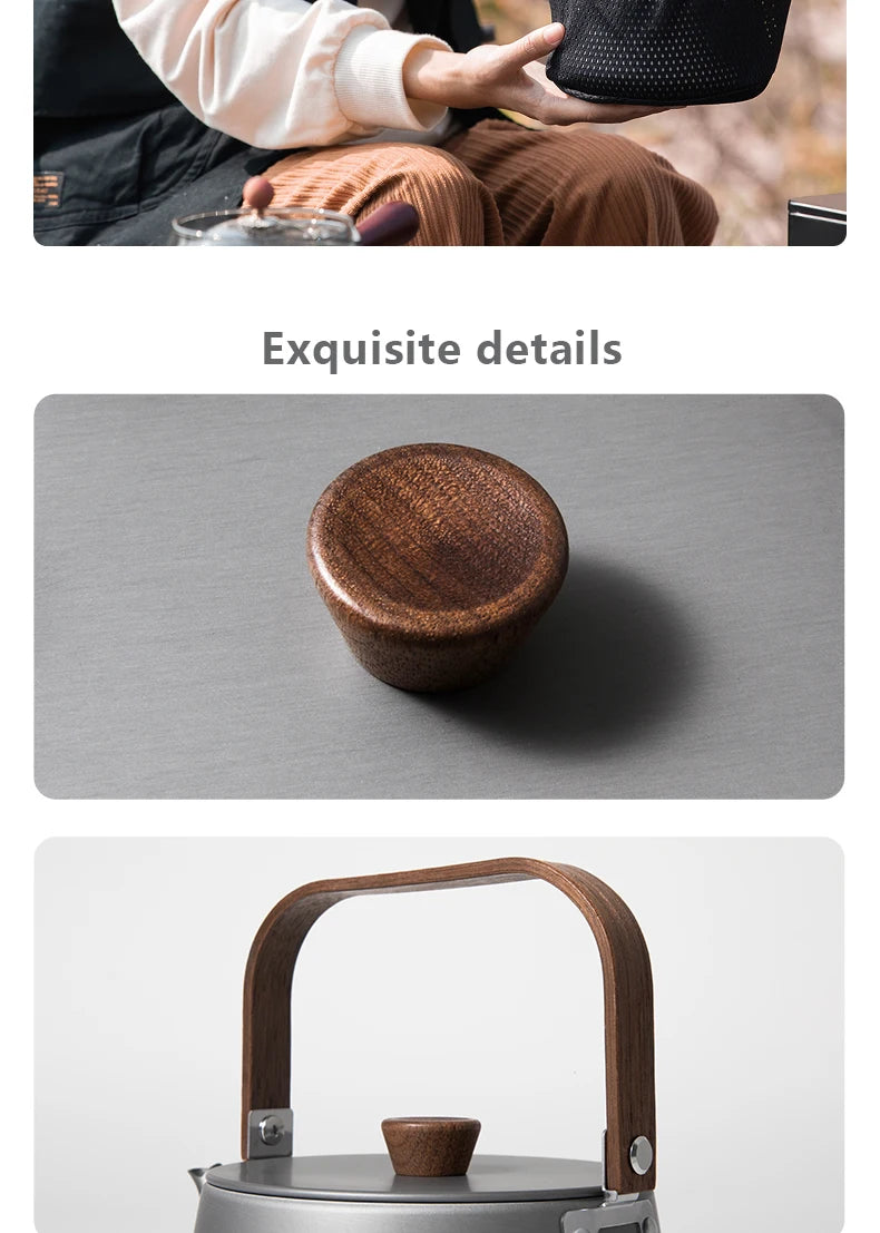 BISINNA 1.1L Camping Water Kettle Lightweight Portable Aluminum Alloy Teapot Outdoor Tourism Picnic Hiking Cookware