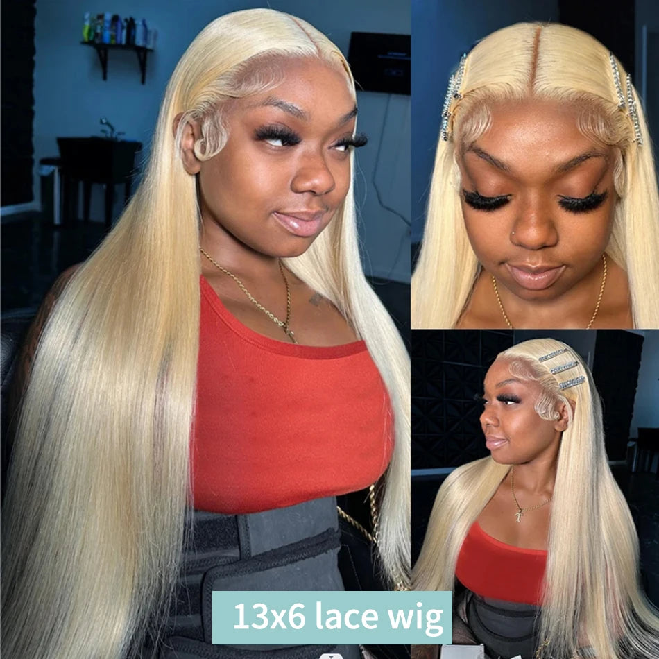 Blonde 613 HD 13x6 Lace Frontal Wigs Pre pucked Lace Front Human Hair Wigs For Women Straight Human Hair Wigs Can Be Dyed