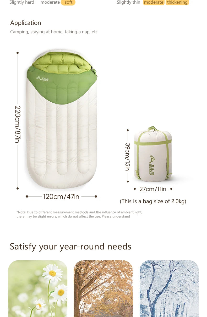 BISINNA 120cm Width Large Winter Cotton Sleeping Bag Outdoor Lightweight Camping Supplies Hiking Trekking Tourism