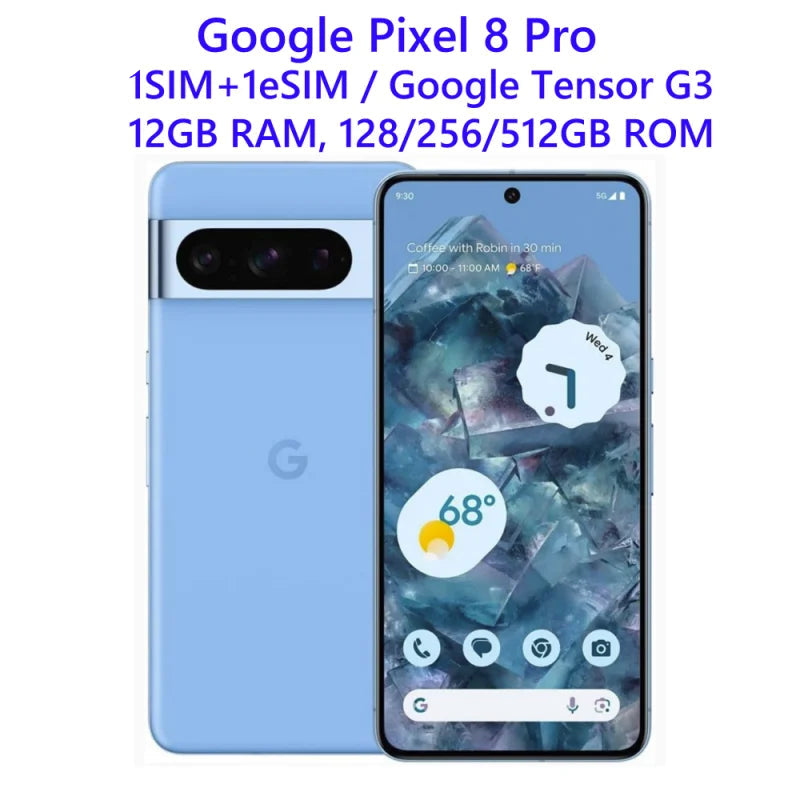 Google Pixel 8 Pro 8Pro 5G 12GB RAM 128/256GBROM 6.7" LTPO OLED NFC Google Tensor G3 Octa Core Unlocked Original Cell Phone