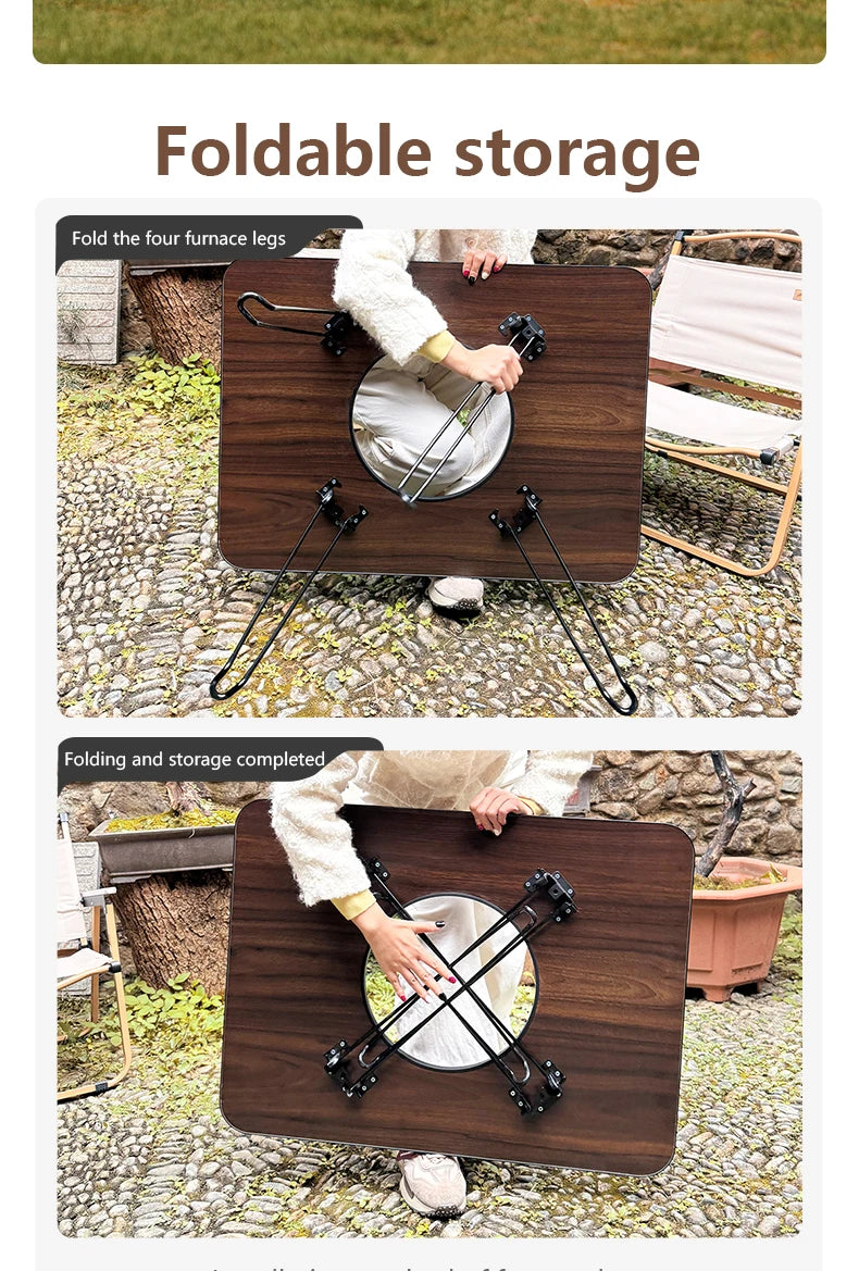 BISINNA Outdoor Folding Barbeque Stove Portable Camping BBQ Charcoal Grill With Widen Desktop Patio Tea Boiling