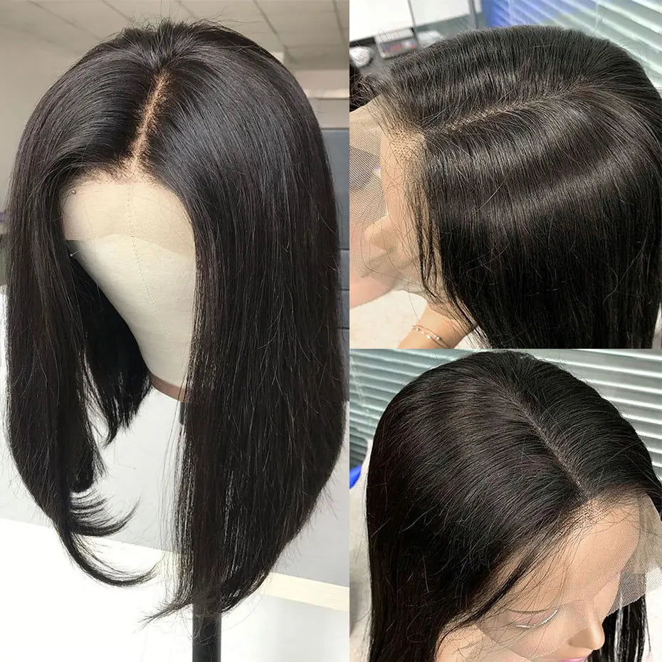 BB face Human Hair Bob Wigs 13x4 HD Lace Front Human Hair Wigs For Women Pre pucked Brazilian Straight Bob Lace Front Wigs 180%