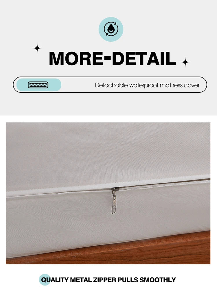 Waterproof Mattress Protector with Zipper Soft & Breathable Noiseless Mattress Cover for Single or Double Bed, Queen/King Size