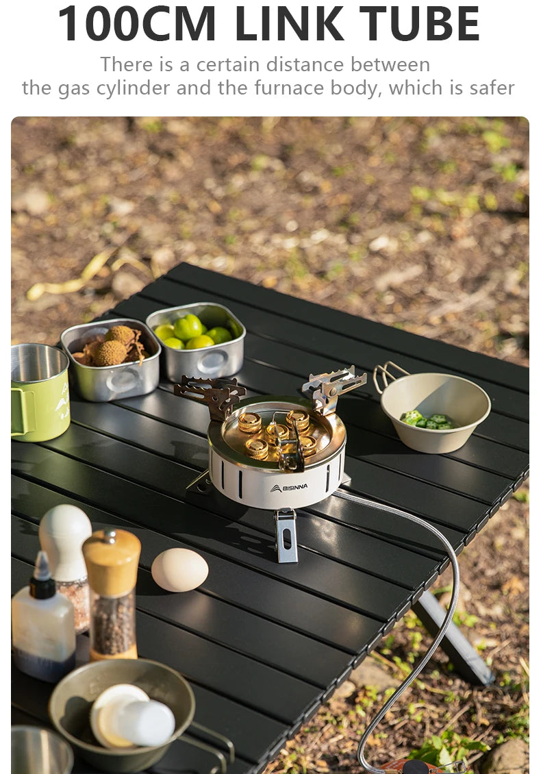 BISINNA Camping Gas Stove Portable Furnace Strong Firepower Burner Outdoor Barbecue Picnic Hiking Tourism Supplies