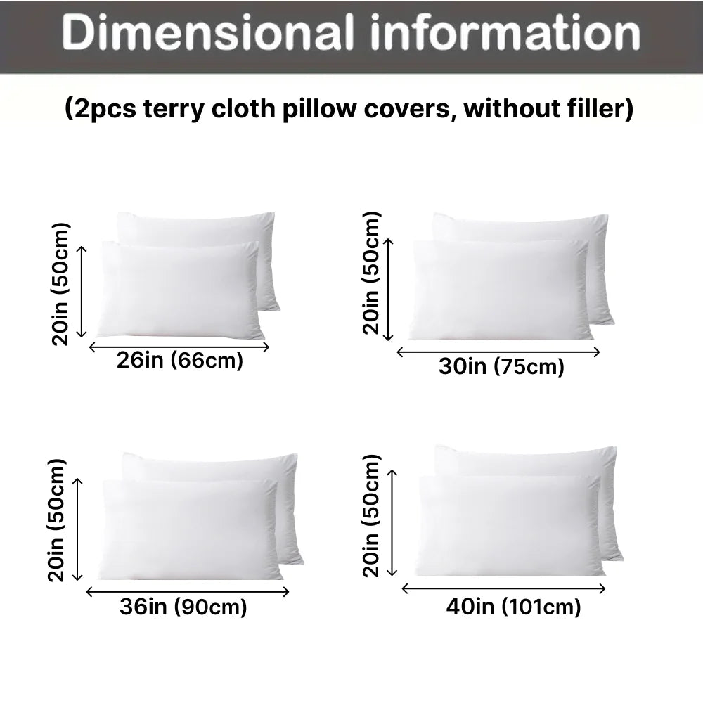 2pcs Waterproof Terry Cloth Pillowcases,Soft Breathable Knitted Pillow Cover, Noiseless, Suitable for Bedroom, Guest Room