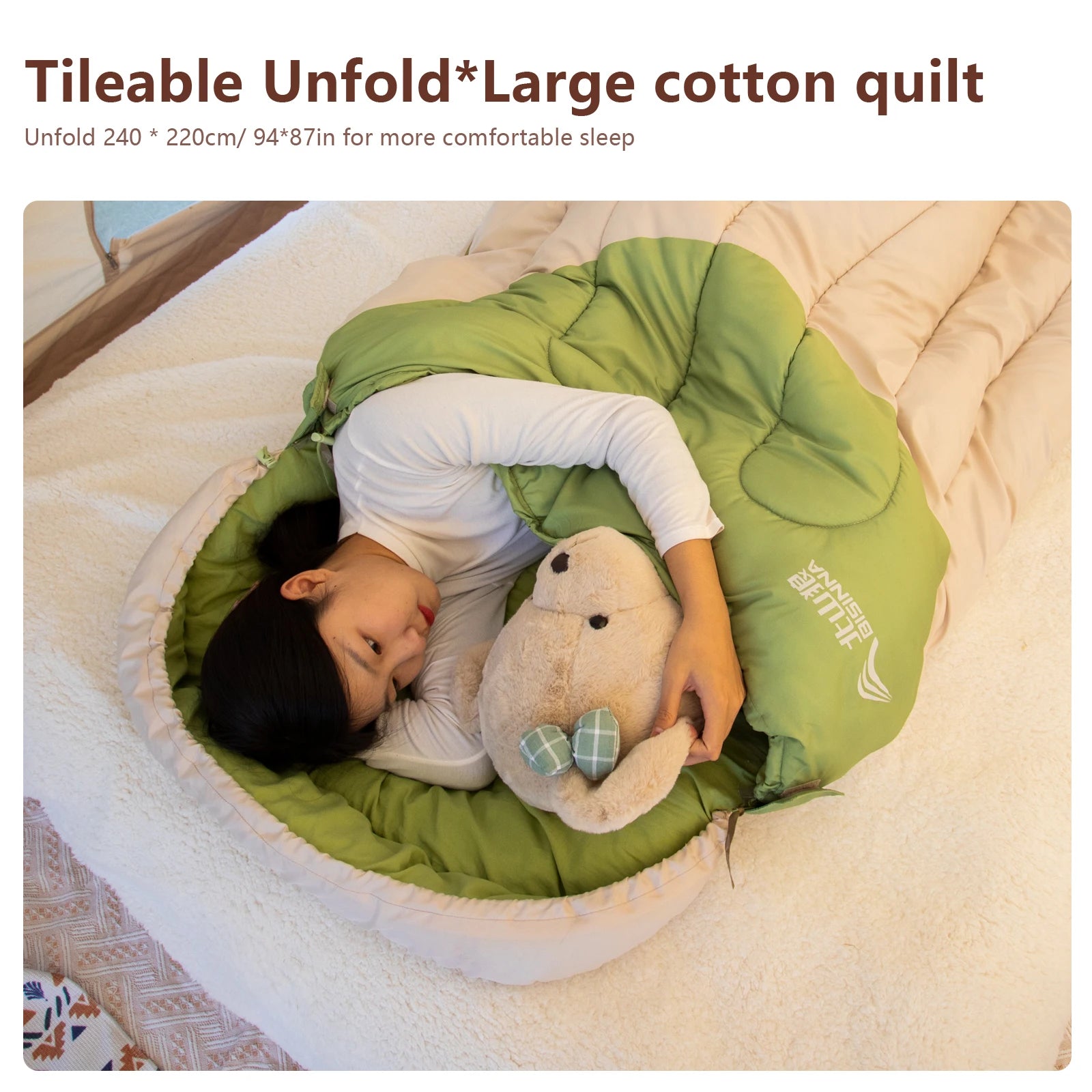 BISINNA 120cm Width Large Winter Cotton Sleeping Bag Outdoor Lightweight Camping Supplies Hiking Trekking Tourism