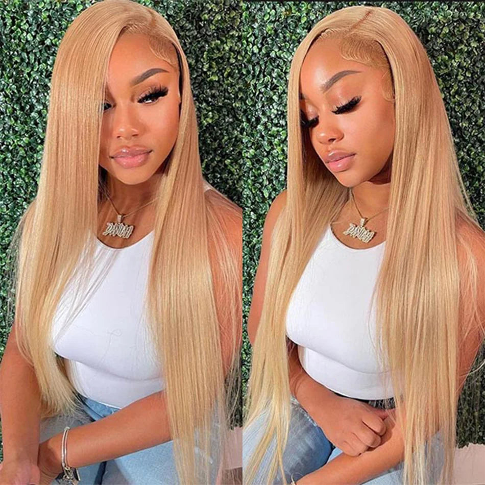 27 Honey Blonde Wig Human Hair Wig 13x4 HD Transparent Lace Front Human Hair Wigs Pre plucked Straight Human Hair Wig For Women