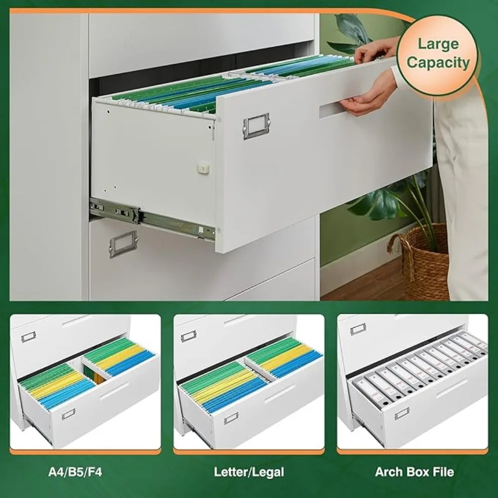 5 Drawer File Cabinet with Lock,Metal Lateral Filing Cabinets for Home Office Hanging Files Letter