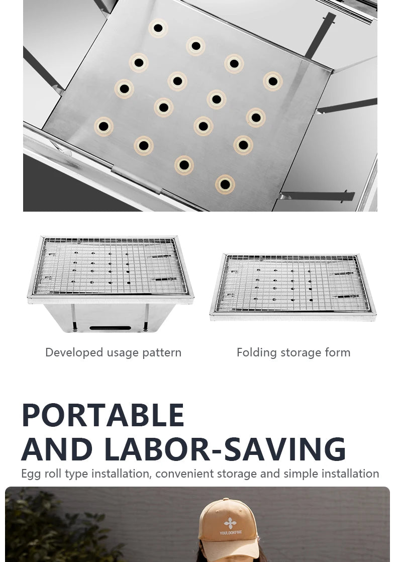 BISINNA Aluminum Alloy Custom Egg Roll Table Outdoor Folding Stove Boiling Tea Table Picnic Barbecue Wood Grain Egg Roll Table