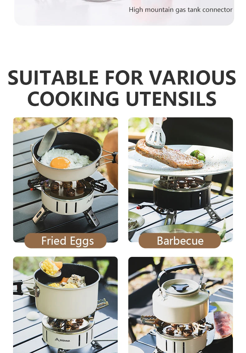 BISINNA Camping Gas Stove Portable Furnace Strong Firepower Burner Outdoor Barbecue Picnic Hiking Tourism Supplies