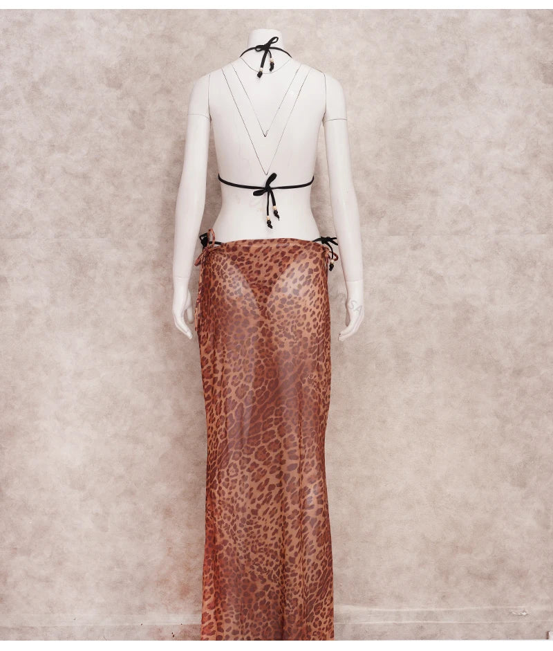 EDOLYNSA Sexy Zebra Stripes 3 Pieces Bikini Set 2024 Summer Beach Wear Triangle Bikinis Swimsuit Skirt Swimwear Cover-up A1554