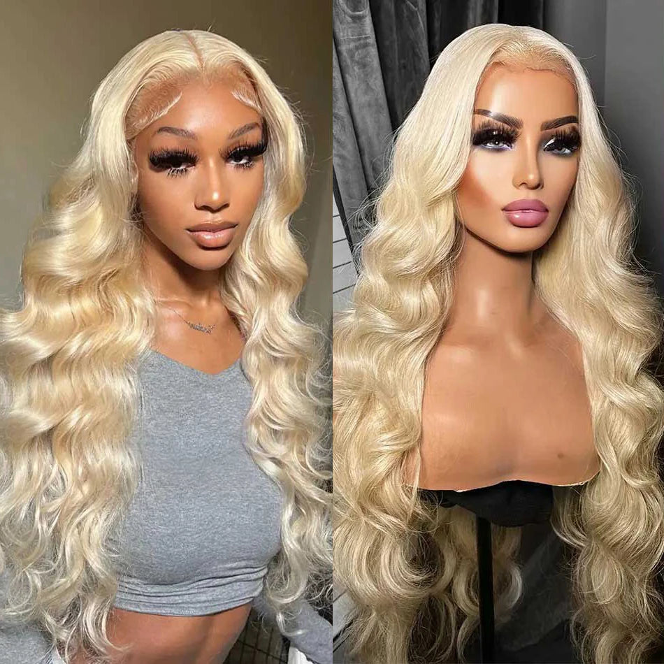 Blonde 613 13x6 Lace Frontal Wigs Pre plucked Body Wave Human Hair Wigs HD 613 Lace Front Human Hair Wigs For Women Can Be Dyed