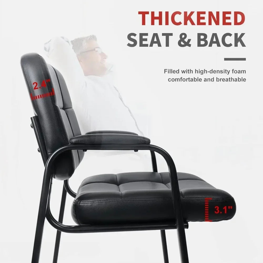 Big & Tall 400 lbs Waiting Room Guest Chair, Leather Office Reception Chair No Wheels with Padded Arms for Elderly Home Desk