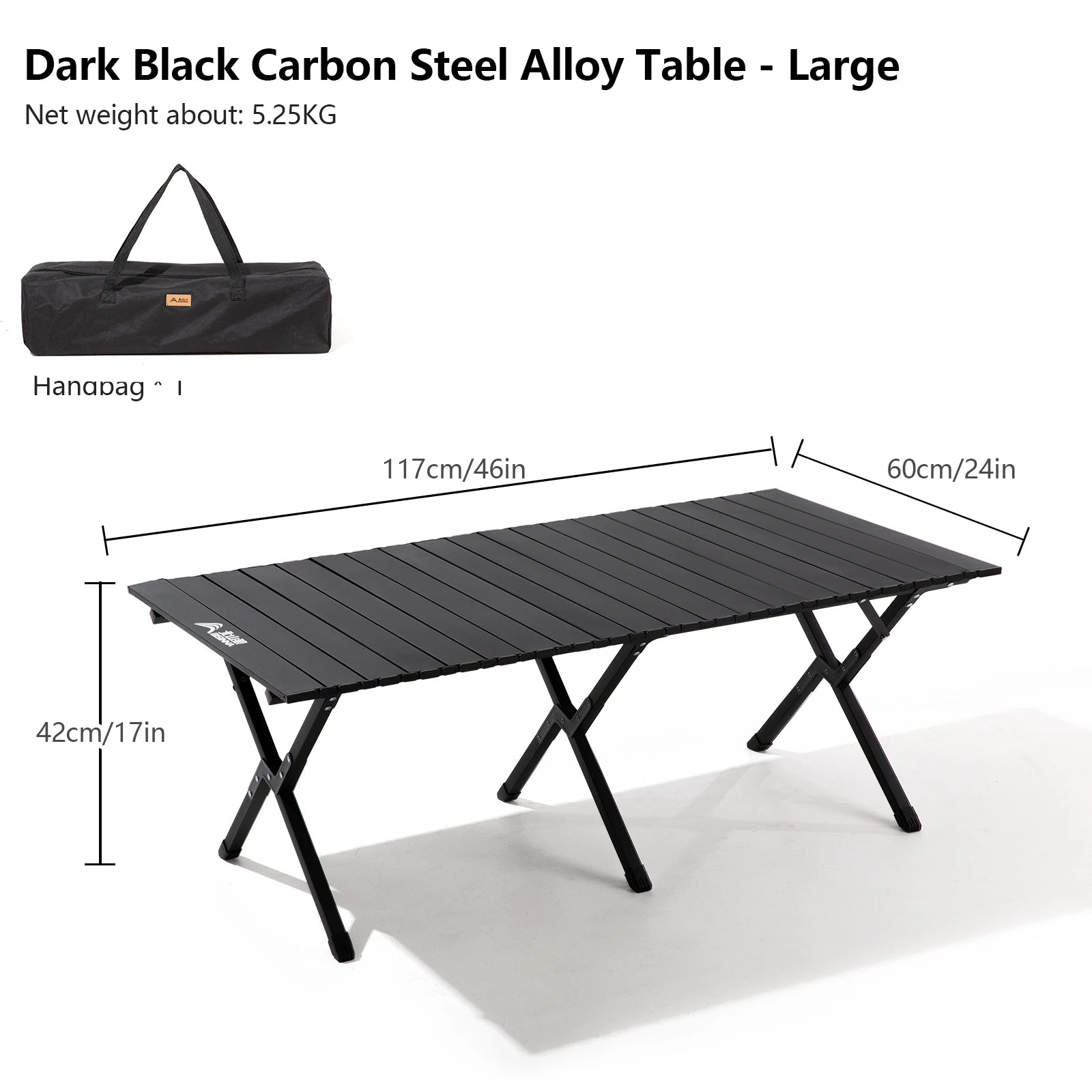 BISINNA Outdoor Egg Roll Table Portable Folding Table Carbon Steel Desk for Picnic Camping Hiking Travel Barbeque With Carry Bag